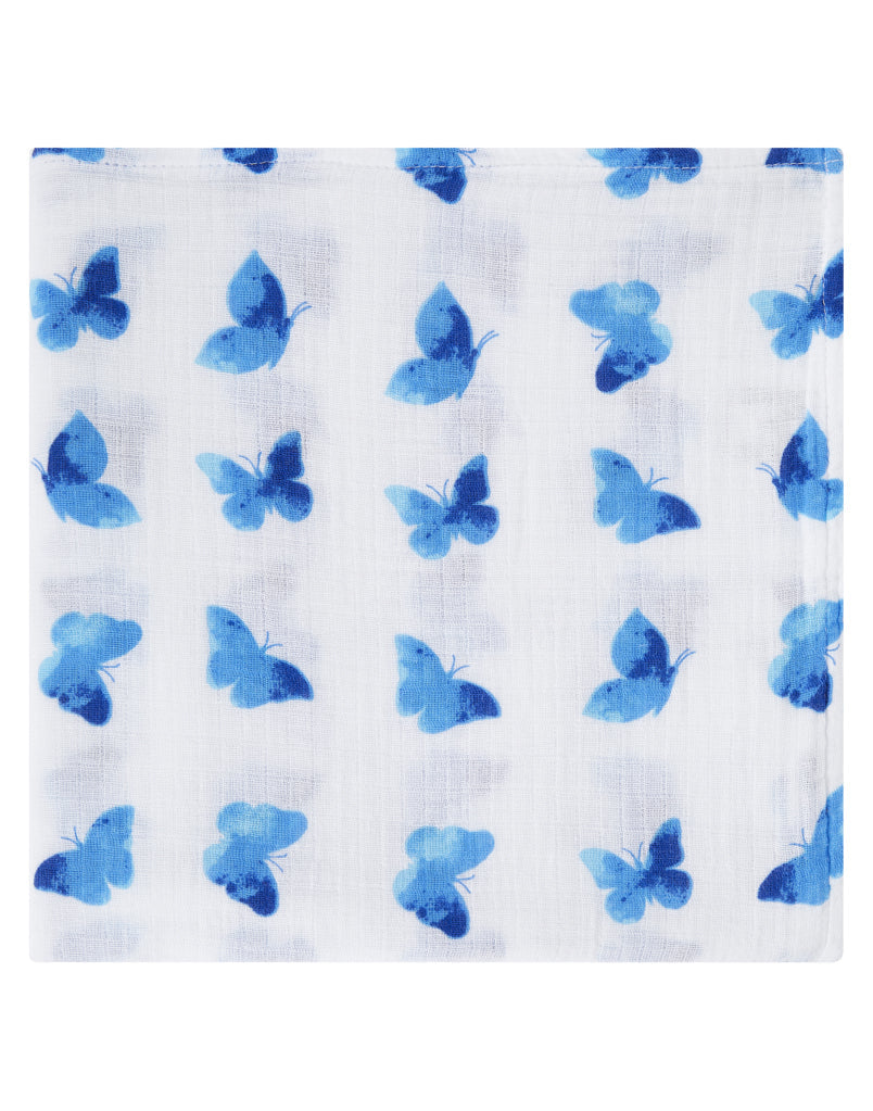 Organic Swaddle - Blue Butterfly-3