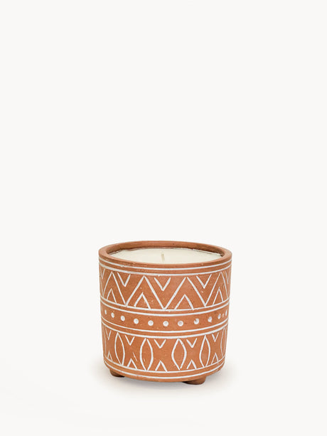 Hand Etched Terracotta Garden Pot Candle-0