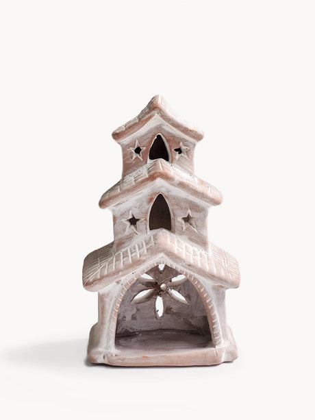 Terracotta Tea Light Candle Holder - House-0