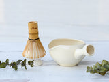 White Matcha Bowl with Spout Set | Tea Ceremony