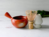 Red Flowers Matcha Bowl with Spout Set | Tea Ceremony