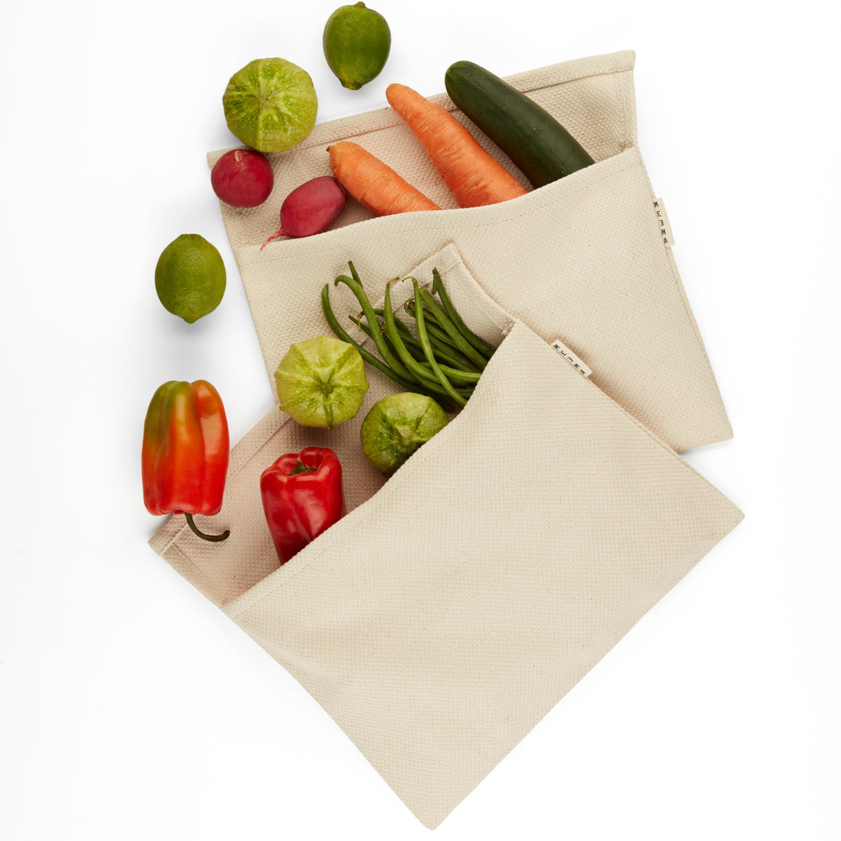 Kitchen Towels + Crisper Bags Set-4