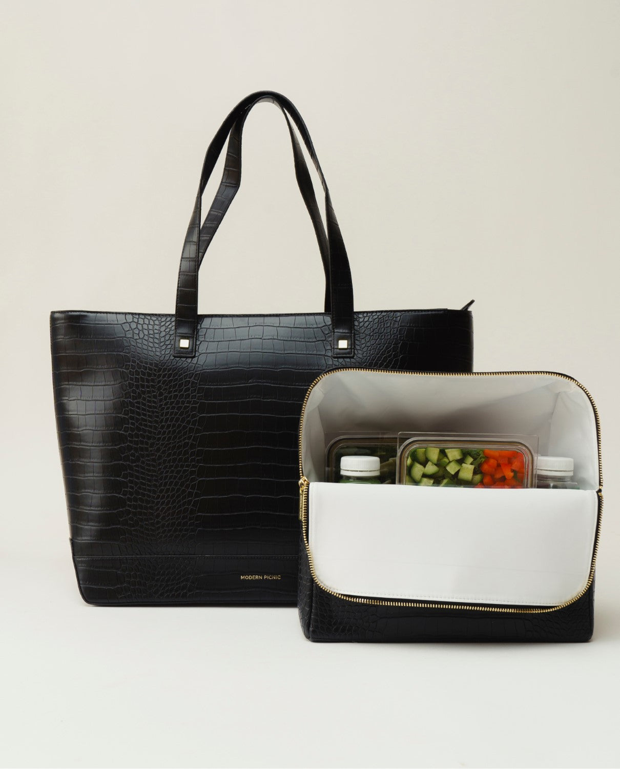 The Tote - Black Croc | Designer Lunch Bags & Totes