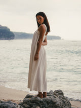 Noa Maxi Dress - Natural With Gold Stripes