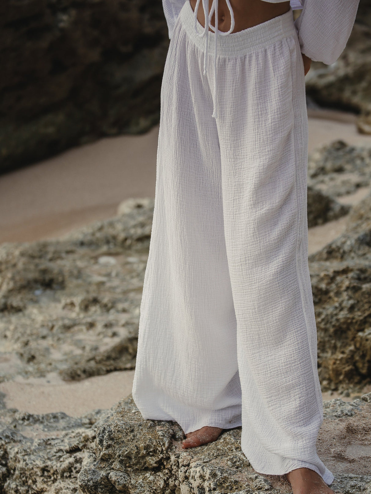 Skye Palazzo Pants - White - Sumiye Co