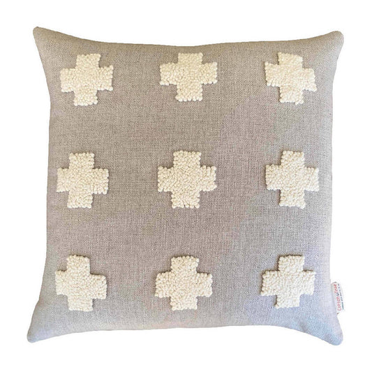 20" x 20" Punch Needle Naturals Throw Pillow Cover - Crosses - Sumiye Co