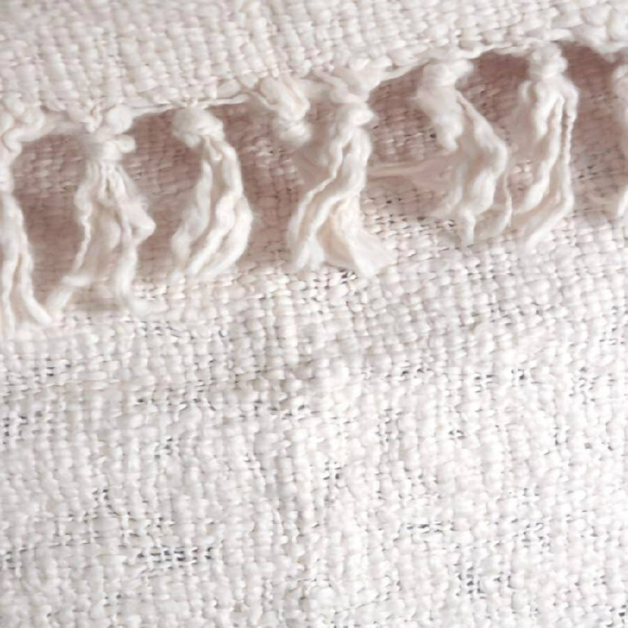 Textured Oxford Throw Blanket Cream - Sumiye Co