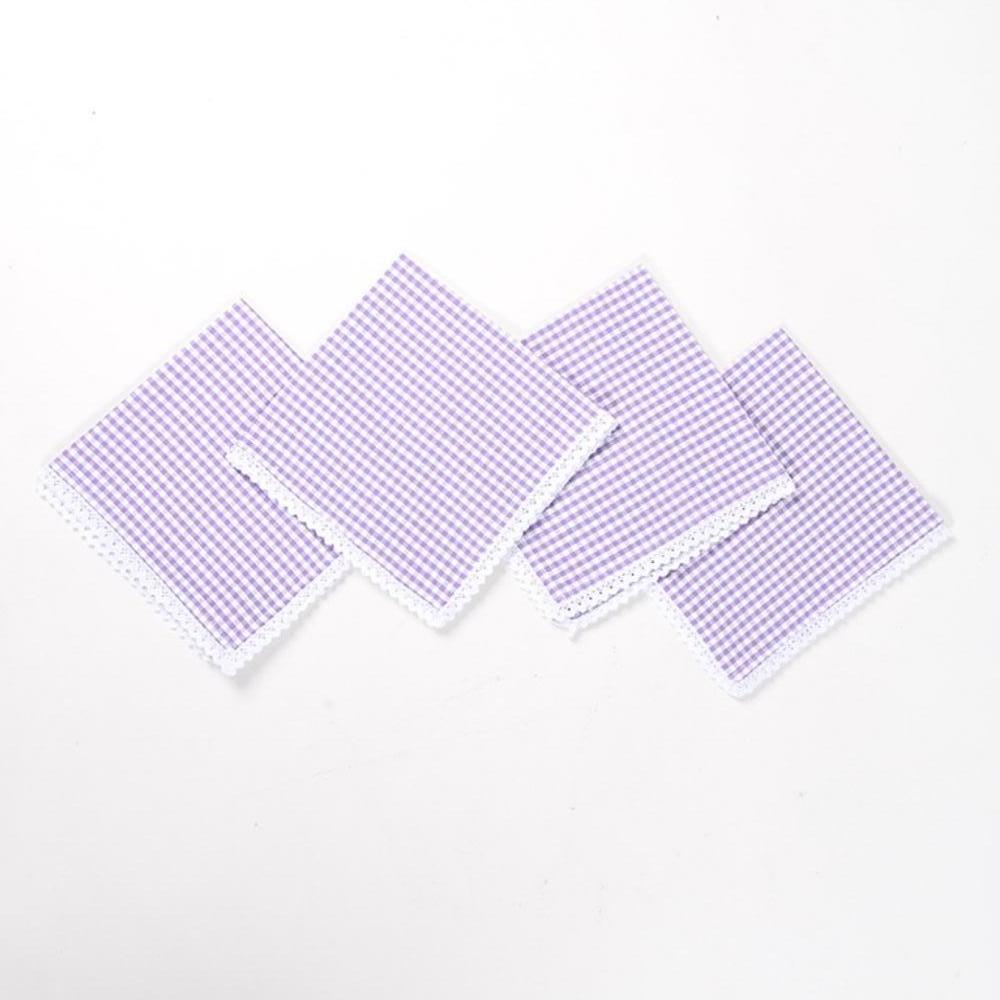 Checkered Purple Table Napkins (Set of 4)