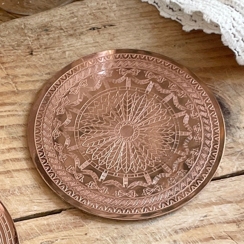 Copper Coasters Set (Set of 4) | Vintage Inspired - Sumiye Co