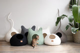 Deluxe Handcrafted Felt Cat Cave With Tail - Eucalyptus Green - Sumiye Co