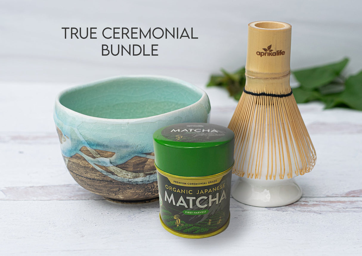 Cuenco pequeño para té matcha azul y blanco | Ceremonia del té