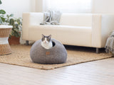 Premium Felted Wool Cat Cave Bed - Earth Brown - Sumiye Co