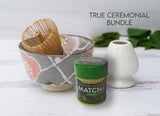 Cuenco para té matcha gris con flores | Ceremonia del té