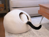 Premium Felted Wool Cat Cave Bed - Snow White - Sumiye Co