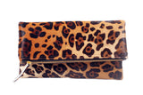 Leopard Print Leather Fold over Clutch  | Ethically Sourced Hides