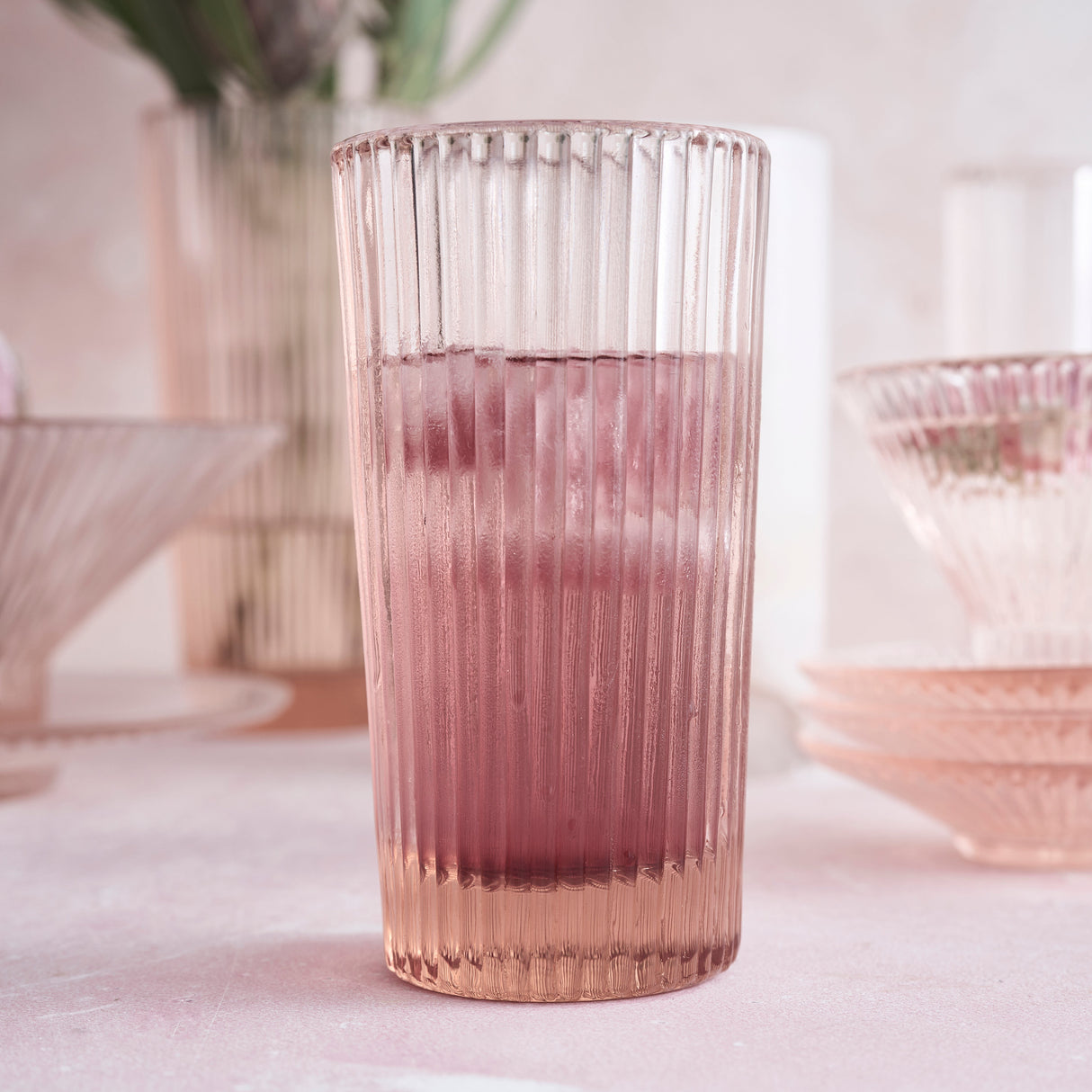 Pink Tall Glasses - Set of 4