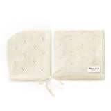 Organic Pointelle Baby Blanket + Hat Gift Set - Sumiye Co