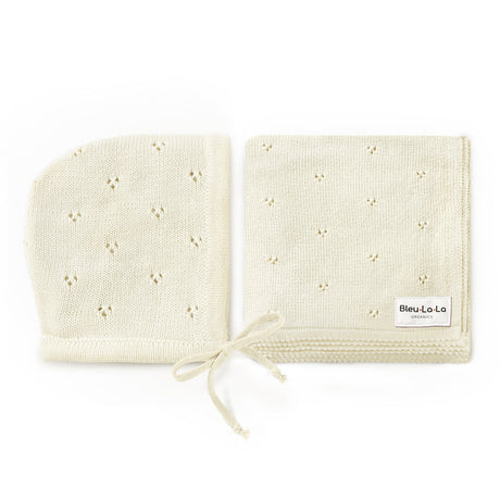 Organic Pointelle Baby Blanket + Hat Gift Set