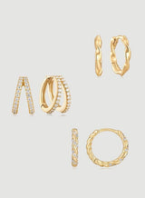 14k Gold & Diamond Twisted Huggie Hoops - Sumiye Co