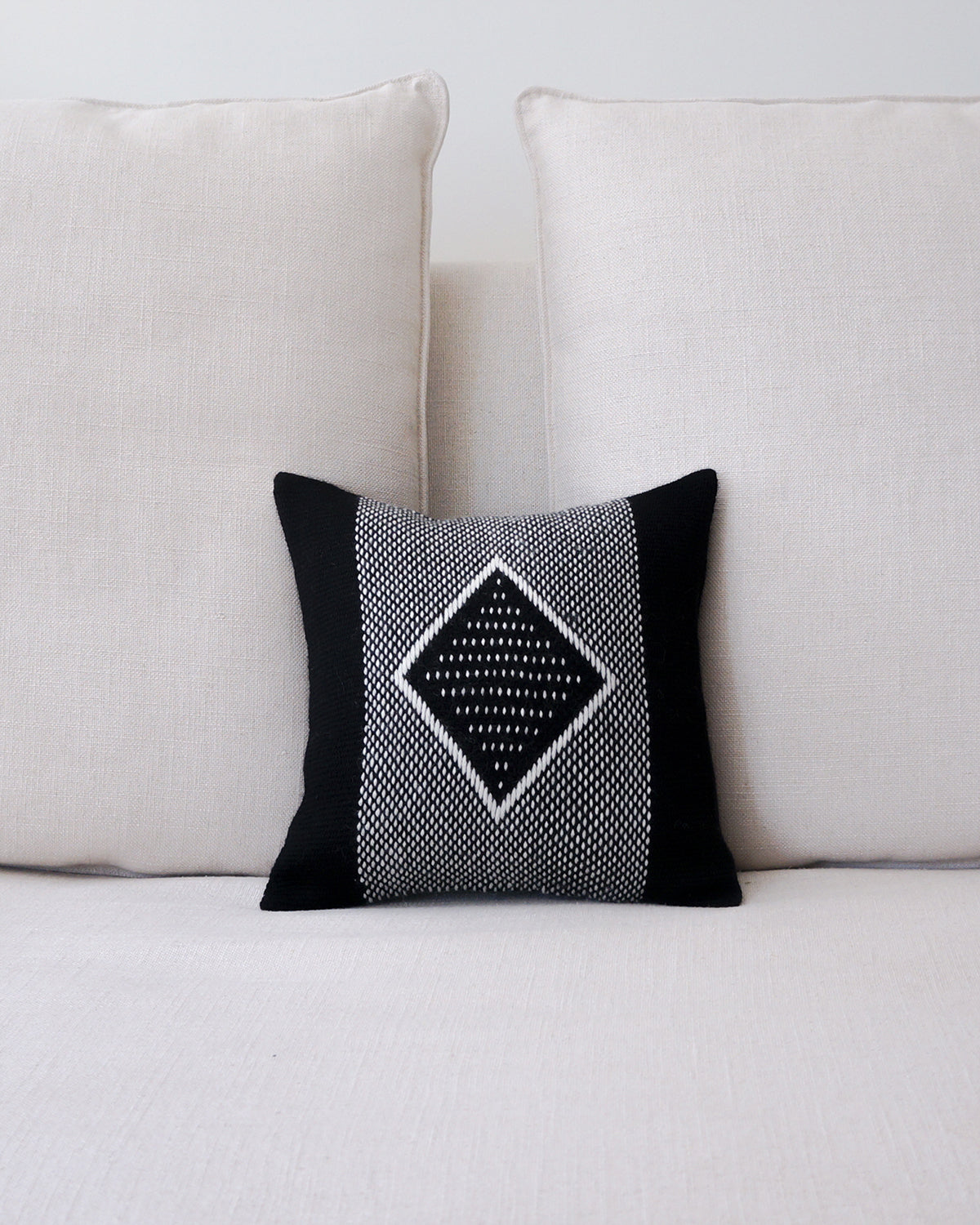 Diamante Square Textile Small Pillow in Black - Sumiye Co