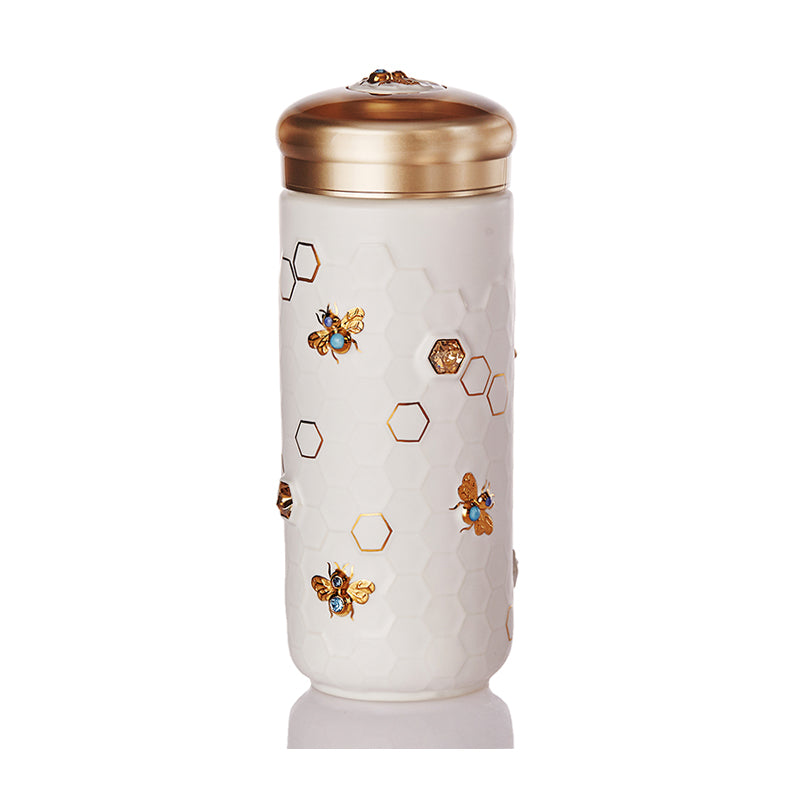 Ceramic Travel Mug | Honey Bee & Crystals - Hand Painted (12 oz)-4