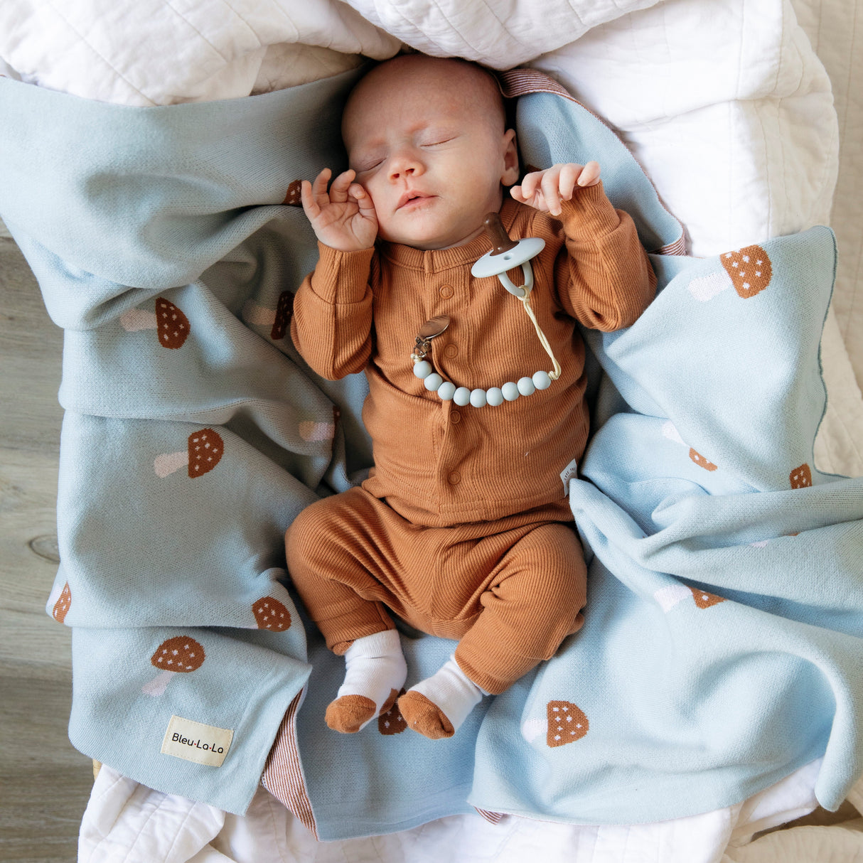 Luxury Knit Mushroom Baby Blanket