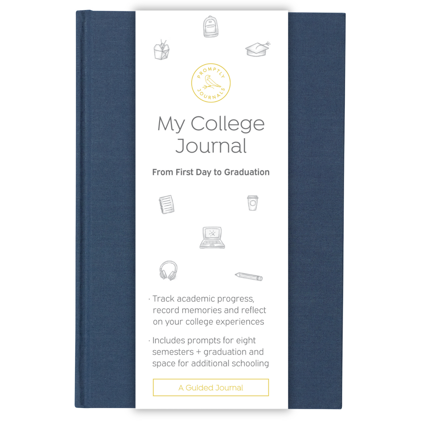 My College Journal: From First Day to Graduation (Navy) by Promptly Journals