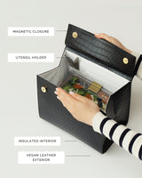 The Luncher - Black Lizard | Designer Lunch Bags & Totes