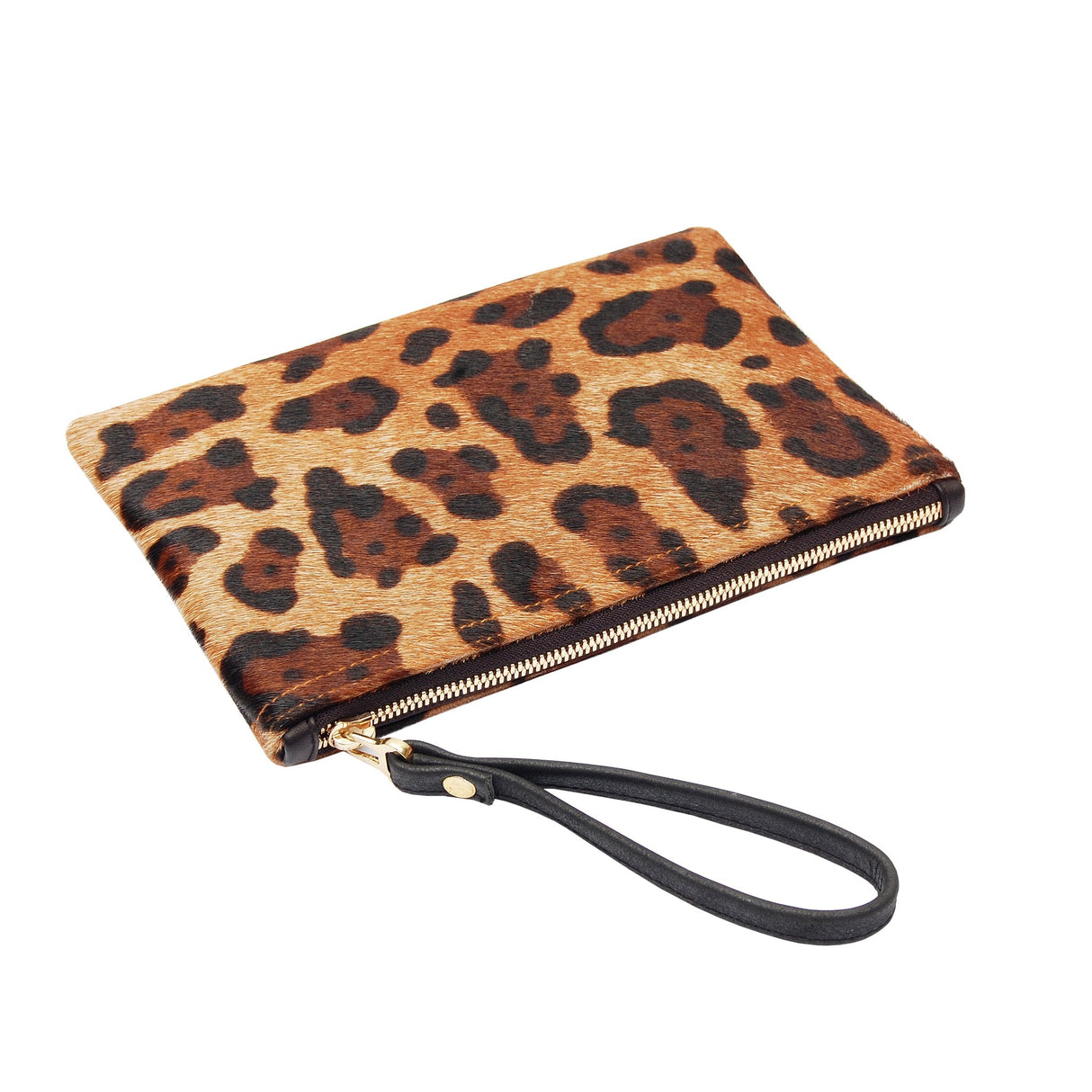 Leopard Print Leather Wristlet Clutch  | Ethically Sourced Hides