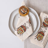 Autumnal Jewel Bug  - Hand Block Printed Napkin