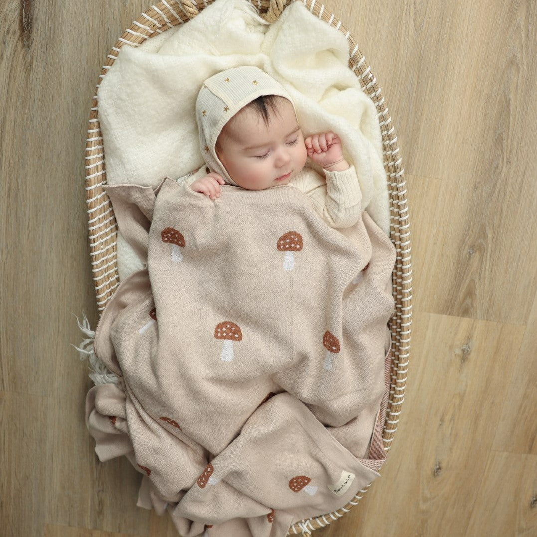 Luxury Knit Mushroom Baby Blanket