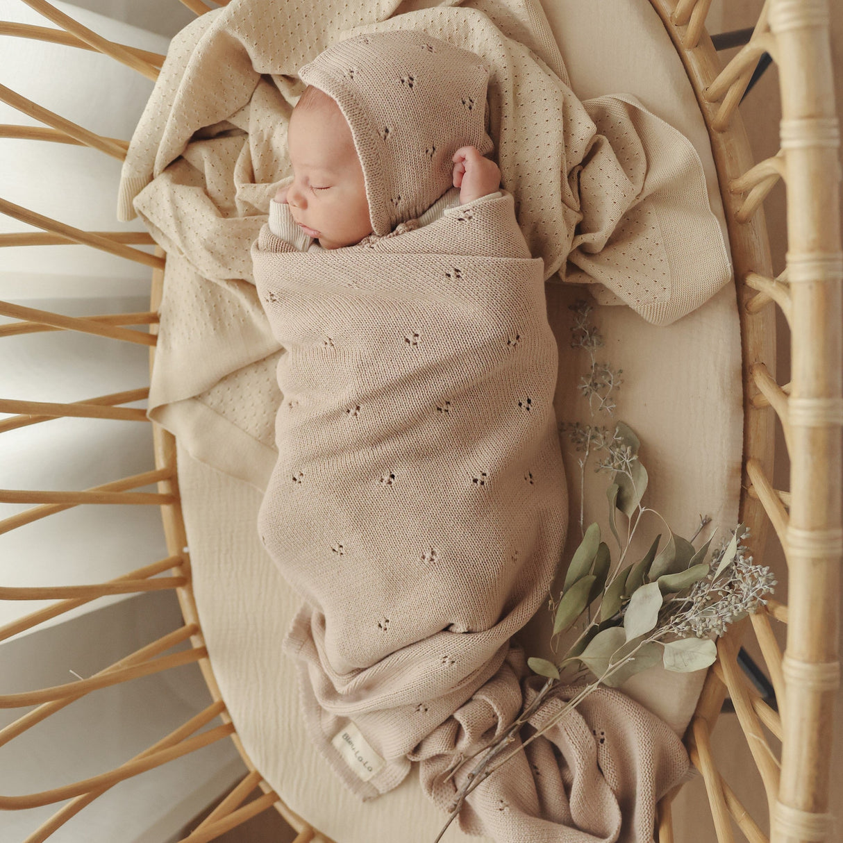 Organic Pointelle Knit Baby Blanket - Sumiye Co