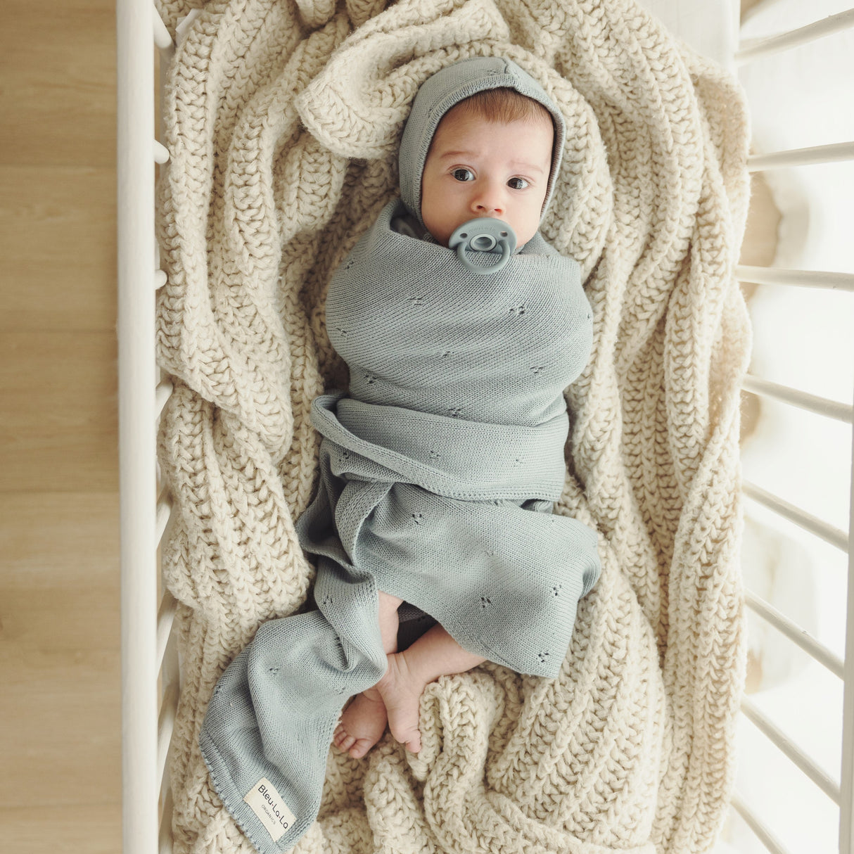 Organic Pointelle Baby Blanket + Hat Gift Set