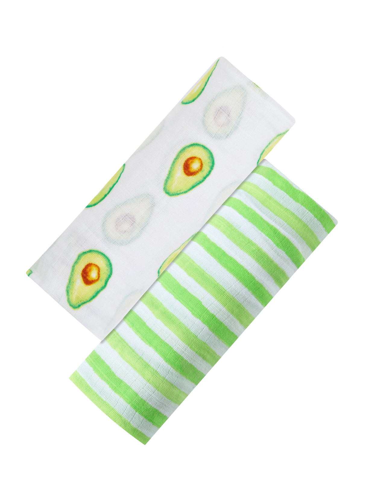 Organic Swaddle Set - Avocuddles (Avocado + Lime Green Stripes)-0