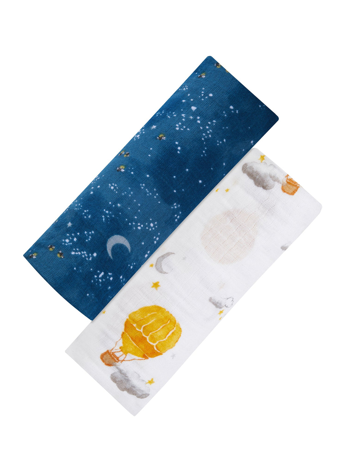 Organic Swaddle Set - Fly Me To The Moon (Starry Night & Hot Air Balloon)-0