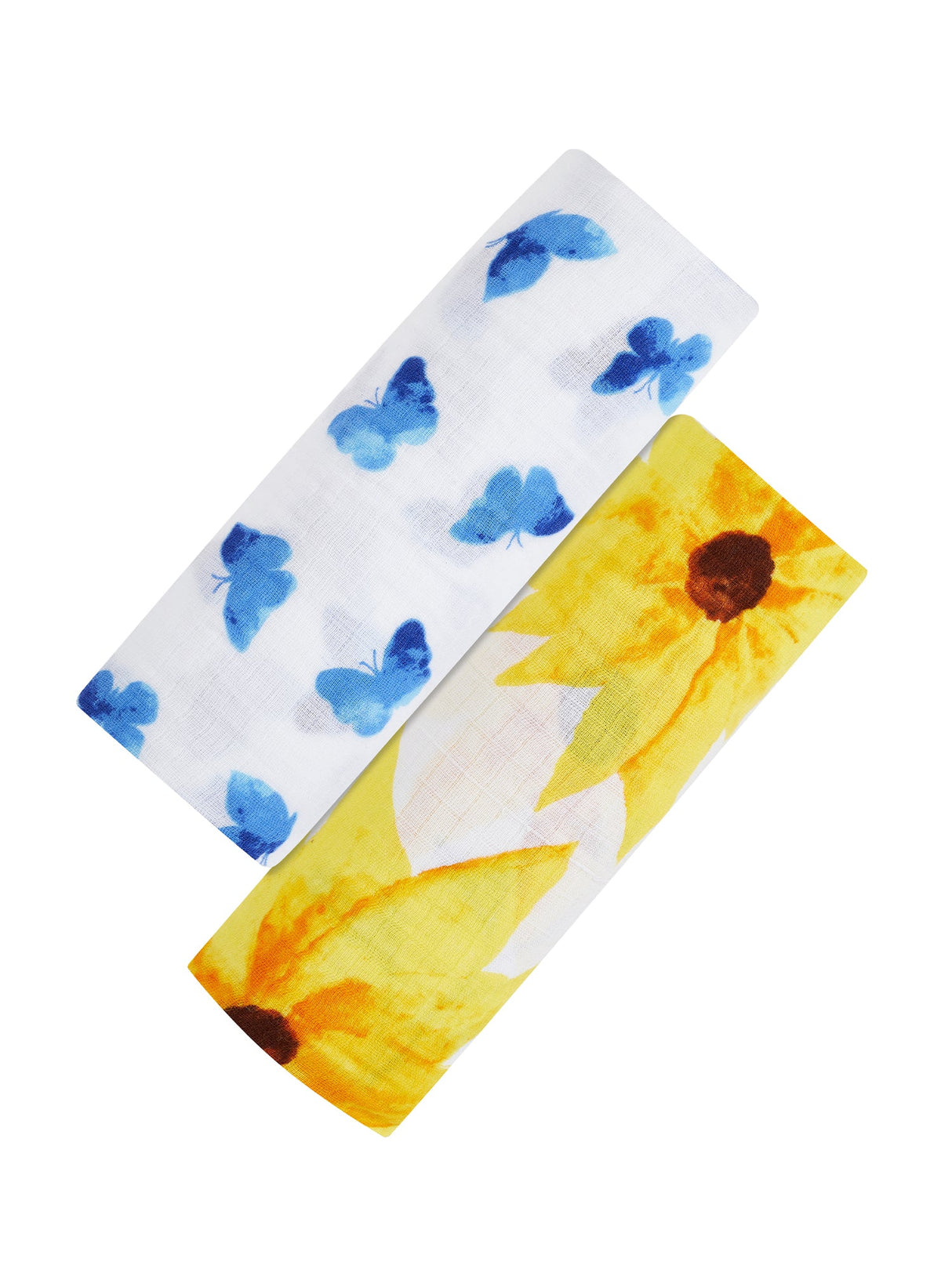 Organic Swaddle Set - Glowing Garden (Sunflower & Blue Butterfly)-0