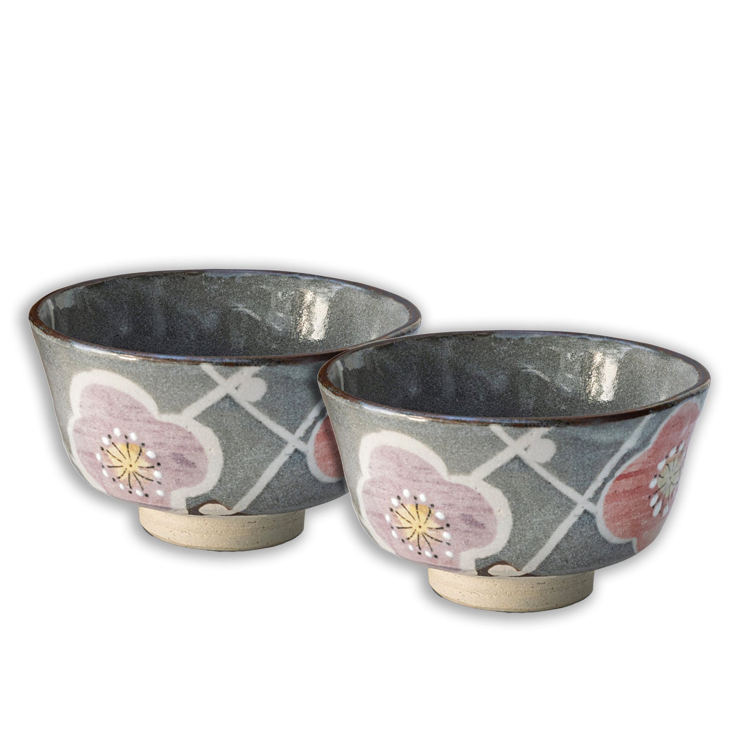 Grey with Flowers Matcha Bowl