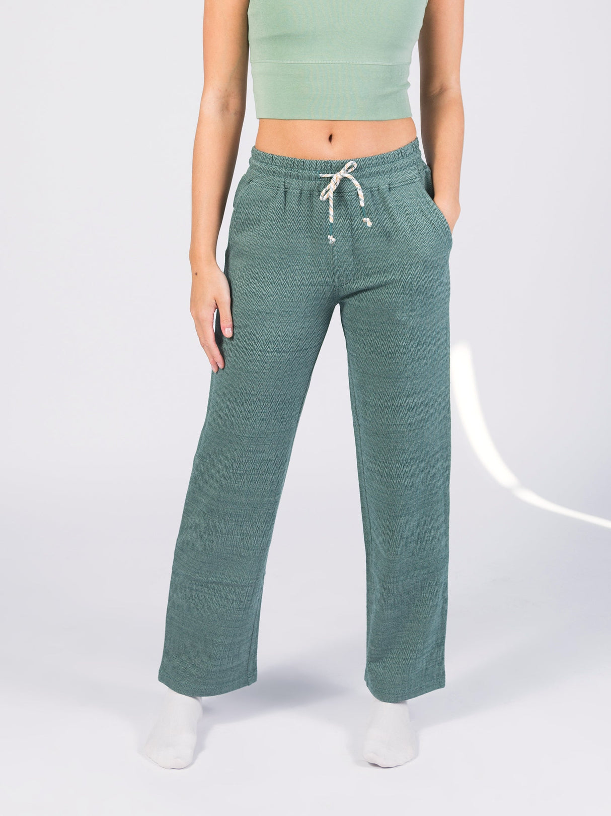 Wide Leg Stretch Pants | Calathea Green