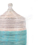 Large Two-Tone Basket 30" x 16.5" - Turquoise + White