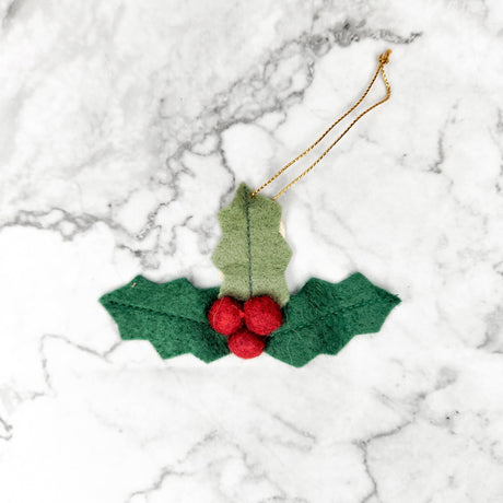 Felt Holly Ornament