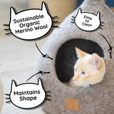 Premium Felted Wool Cat Cave Bed - Snow White - Sumiye Co