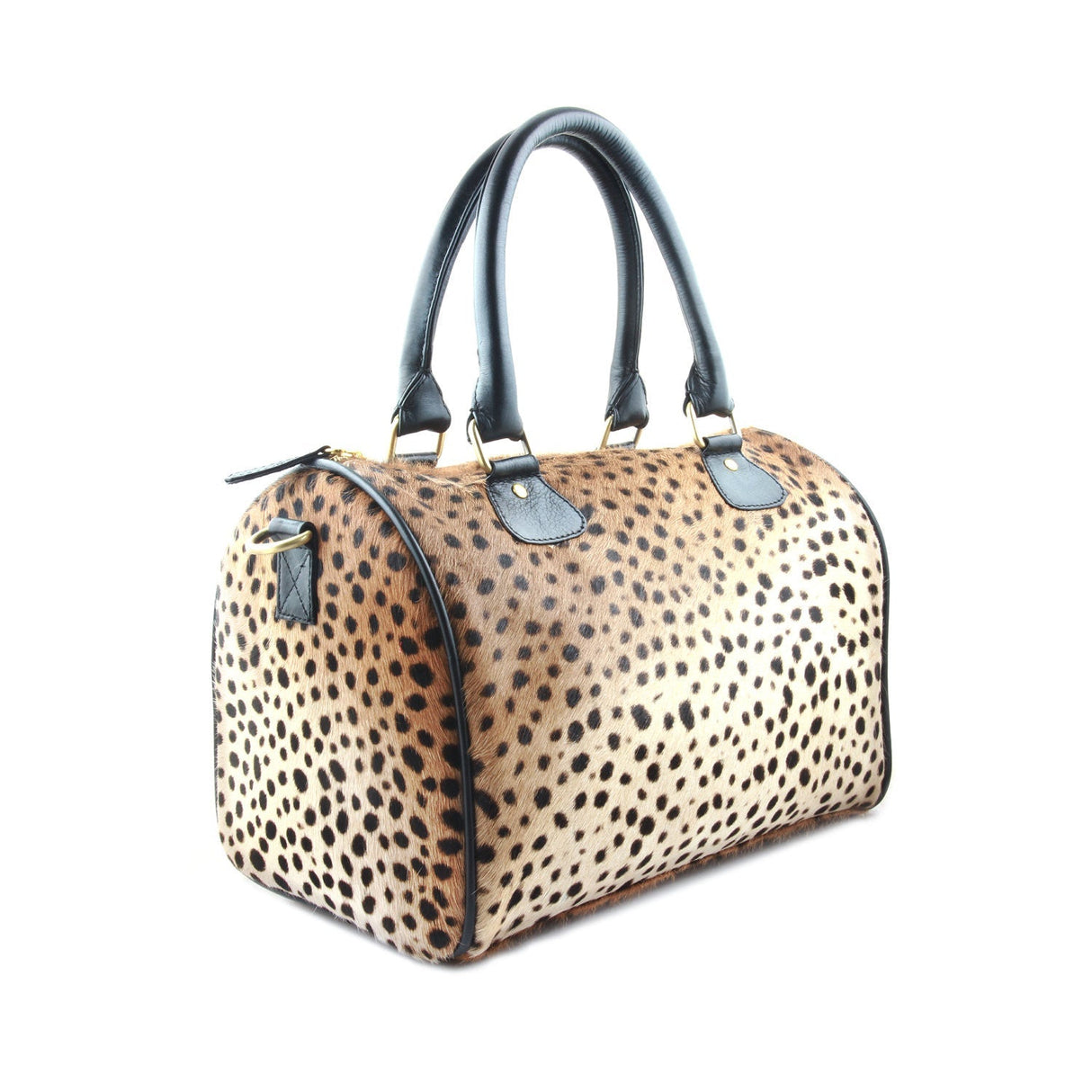 Leopard Print Leather Barrel Bag  | Ethically Sourced Hides