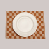 Handloomed Checkered Placemats (Set of 4) - Brown - Sumiye Co