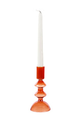 Retro Glass Candle Stick Holder- 6 x 2.5 Inches_ Rust Orange (Set of 4) - Sumiye Co