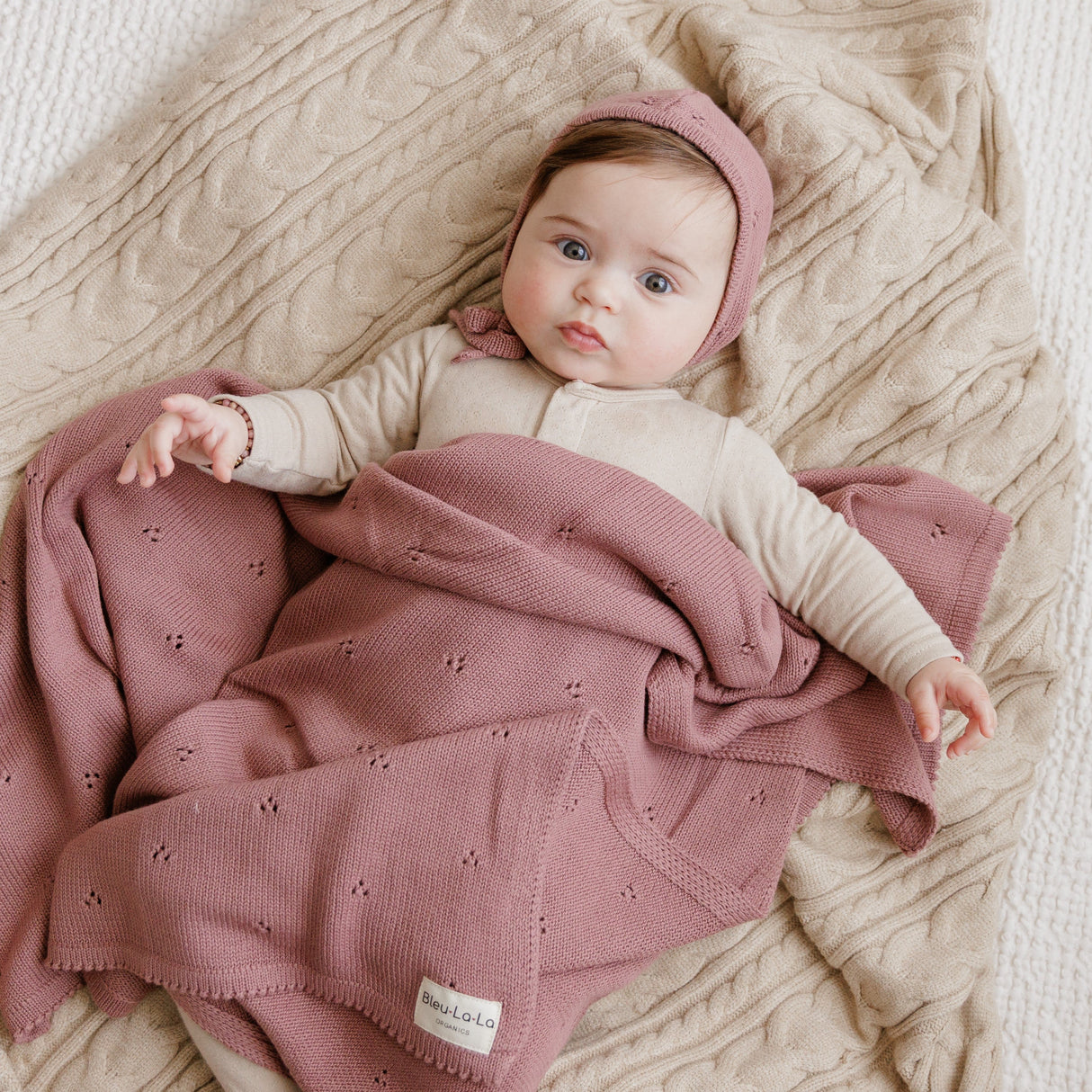 Organic Pointelle Knit Baby Blanket - Sumiye Co