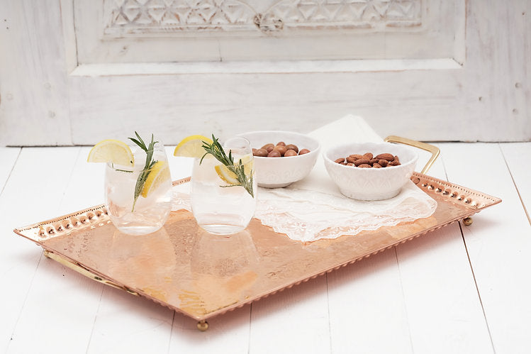 Copper Hand Hammered Large Tray | Vintage Inspired