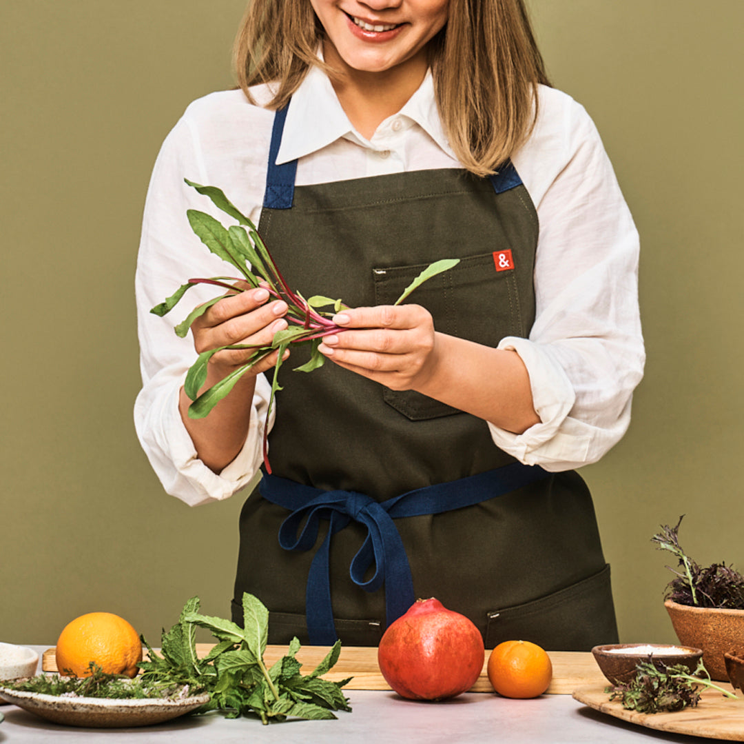 The Essential Apron - Olive Green Black Straps - Sumiye Co