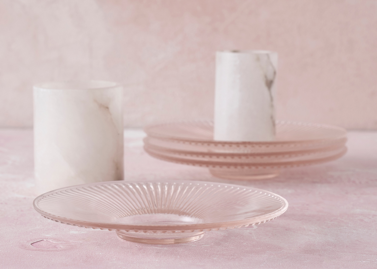 Pink Glass Medium Plates - Set of 4