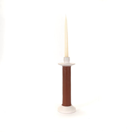 Alcantara-Frederic Leather-Wrapped Candle Holder | Morocco - Sumiye Co