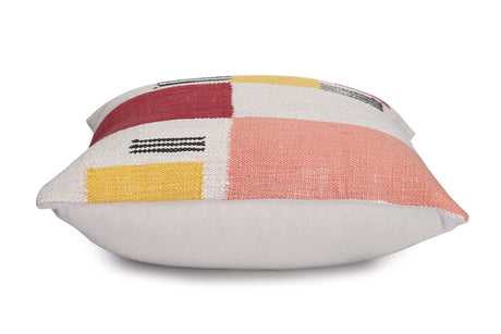 Throw Pillow | Rekha Handwoven Geometric Pink & Wine 18in x 18in - Sumiye Co